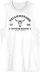 Yellowstone Collegiate Text with Skull Crew Neck Sleeveless Men's White Tank Top