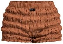 SOLY HUX Women's Ruffle Shorts Y2k Lace Lolita Bloomers Elastic Waist Frill Bottoms Micro Boyshorts Plain Light Brown Medium