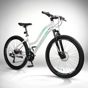 Convend 26 Inch Mountain Bike for Adults & Teens, 21-Speed Pro Gear with Twist Shifter, Dual Disc Brakes & Front Suspension Fork, All-Terrain Tires for City & Trail Riding White