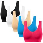 SIMIYA Sports Bras for Women, Seamless Wireless Yoga Comfort Stretchy Sports Bra with Removable Pads for Workout Running