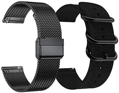Yeejok 22mm Smartwatch Bands Compatible for Fossil Men's Gen 5 Carlyle/Women's Gen 5 Julianna/Gen 4 Explorist HR, Black Mesh Woven Metal Watch Bracelet & Black Fine Wove Nylon Strap
