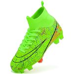 PiDaGlobal Boys Football Boots Kids Girls Firm Ground Soccer Shoe Astro Turf Trainers Athletics Sport Shoes Teenager Profession Competition Indoor Outdoor Club Sneaker Unisex 3.5UK Green