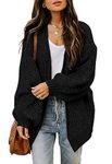 Jhsnjnr Women's Fall Long Sleeve Oversized Sweater Open Front Chunky Cardigan with Pockets Black