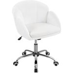 Yaheetech Cute Desk Chair Makeup Vanity Chair Modern Swivel Chair Computer Chair with Armrests Adjustable Height for Home Office Bedroom Rolling Chair for Women Snowy