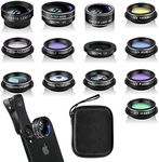 Phone Camera Lens Kit (13 Pieces) for iPhone 11 Xs 10 8 7 6 Plus SE Samsung and Most Andriod Phone- Wide Angle Lens & Macro Lens+Fisheye Lens and More