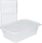 Clear Plastic Microwave Containers with Lids Meal Prep Takeaway Container with lids Food Tubs Ideal for Takeaways & Restaurants BPA Free Freezer Safe & Dishwasher Safe (650ML, Rectangular, 10)