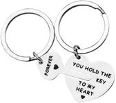 Enkrio Couple Gifts Him and Her Keychains You Hold the Key to My Heart Forever Matching Keychain Set Valentine's Day Birthday Christmas Wife Husband Boyfriend Girlfriend Keychain Gifts