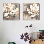 Livin'luxe paintings set of 2 flower modern art canvas home decor wall paintings with frame painting for living room wall decoration office 12 inch x 12 inch CR-188