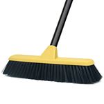 Push Broom with Long Handle, Floor Brush 47.6 inch Soft Bristle Broom 12.2" Wide for Cleaning Bathroom Kitchen Patio Garage Deck Tile