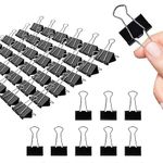 Binder Clips, 144 Pack, 1 Inch, Standard 25mm Clamps, Black, Capacity 0.47 Inch, Medium Clips, Medium Binder Paper Clips, Medium Size, Medium Paper Clips, Office Clips