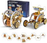 OMWay STEM 12-in-1 Solar Robot Toys, Science Kits for Kids Age 8-12, DIY Building Experiment Engineering Robotics Kits, Christmas Birthday Easter Gifts Toy for 9 10 11 13 14 Year Old Boys Teens, Gold