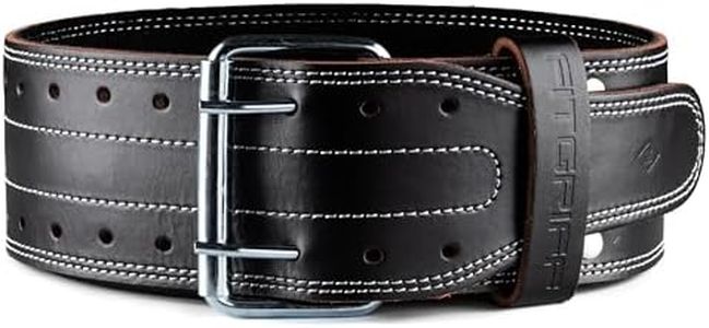 Fitgriff® Cintura Palestra Powerlifting Pelle - Uomo & Donna - per Bodybuilding, Sollevamento Pesi, Allenamento, Zavorra, Fitness, Gym - Leather Weightlifting Belt (Black, L)