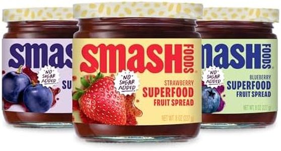 Chia Smash Jam, Variety 3-Pack Family Favorites | No Sugar Added, Naturally Sweet Jelly | Keto Friendly, Low Calorie, Low Carb | Non GMO, Upcycled, Vegan, Plant Based, Paleo | Strawberry, Concord Grape, Blueberry