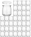 Glass Jars, KAMOTA 40 PACK 6 oz Clear Yogurt Jars With PE Lids, Glass Pudding Jars Yogurt Jars Ideal for Jam, Honey, Wedding Favors, Shower Favors(200ml)