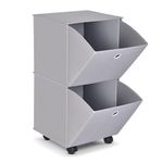 YOHOM 2 Tier Shelf Organizer for Closet Rolling Portable Closets Storage Inside Closet Dresser Drawer with Wheels for Clothes Leggings Jeans Pants, 2 Drawer, Fabric, Grey