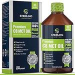 Premium 99.7% Pure C8 MCT Oil – 100% Pure Coconut - Boosts Ketones 3X More Than Other MCTs - Keto Diet & Bulletproof coffee - Vegan Friendly - 500 ml - Made by Sterling Nutrition