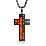 Basketball Cross Necklace for Boys Bible Verse I CAN DO All Things Stainless Steel Sport Pendant for Men, Stainless Steel, No Gemstone