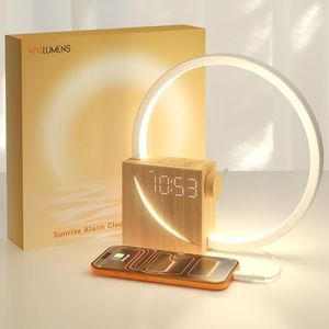 Vivilumens Sunrise Alarm Clock Sound Machine Nightlight, Gradual Wake Up Light, Digital Dimmable Clock, 10 White Noise Sleep Sounds, Snooze, Dual Clocks for Heavy Sleepers Adults, Great Gifts for Her