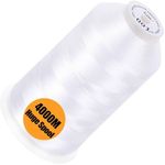 New brothread - Single Huge Spool 4000M/Each Polyester Machine Embroidery Thread 40WT for Commercial and Domestic Machines - White