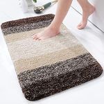 OLANLY Luxury Microfiber Bath Mat, Extra Soft and Absorbent Bathroom Mat, Non-Slip Plush Shaggy Bathroom Rug, Machine Wash Dry, Bath Rugs for Bathroom Floor, Tub and Shower, 20x30, Brown