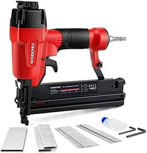WORKPRO Air Brad Nailer Gun 50mm, 2-in-1 Nail Gun/Upholstery Stapler, Accepts 18G Nails 15-50mm & Type 90 Staples 16-40mm, Lightweight Aluminum Body, Come with 400pcs Nails and 300pcs Staples