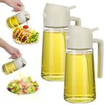 Oil Sprayer for Cooking,2 in 1 Olive Oil Dispenser Bottle for Kitchen, 17oz/500ml Premium Glass Oil Bottle,Food Grade Oil Mister for Air Fryer,Salad,Frying,BBQ,2 Packs