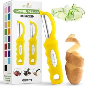 Spring Chef Premium Yellow Swivel Vegetable Peeler for Kitchen, Stainless Steel Potato Peeler with Comfortable Handle, Dishwasher Safe Apple Peeler, Perfect for Veggie, Fruit, Carrot, Mango - Set of 2