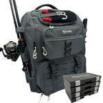 Fishing Tackle Backpack All In One with Rod Holders Cooler 4 Tackle Boxes - 40L Bag Storage - Fishing Gift Gear and Equipment - Water Resistant With Rain Cover