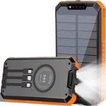 Solar Charger Power Bank 49800mAh Wireless Battery Pack PD18W QC3.0 Fast Charging Built in 3 Cables with USB-C 6 Outputs & 2 Inputs for Cell Phone