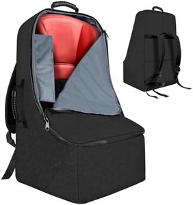 ZRRAJOY Padded Car Seat Travel Bag for Airplane, Heavy Duty Backpack for Air Travel, Water-Resistant Carrier with Shoulder Strap, Fits Most Car Seats (Black)