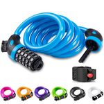 Opaza Bike Locks with 5-Digit Code, 1.2 M/4 feet Bicycle Combination Cable Lock, Lightweight & Security Bike Chain Lock for Bicycle,Mountain Bike,Electric Bike,Scooter - Blue