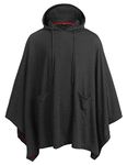 COOFANDY Unisex Casual Hooded Cloak Poncho Cape Coat with Pocket Dark Grey