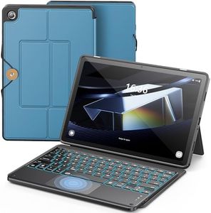 INFILAND Keyboard Case for Samsung Galaxy Tab A9 Plus 5G with 7-Color Backlight & High Precision Trackpad, Slim and Portable Detachable Folder Style Keyboard Case for Tab A9 11 inch (08-Sky Blue)