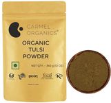 CARMEL ORGANICS Tulsi Leaves Powder (340 Grams)| Jaivik Bharat Certified | Holy Basil Powder For Health, Skin & Hair| Non GMO | No Added Preservative | Thulasi Podi/Tulasi Podi/Tulasi Hudi