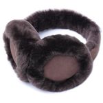 Harssidanzar Real Fur Winter Earmuffs for Men Women, Genuine Fur Earmuff, Sheepskin Ear muffs, Foldable Earmuffs, Outdoor Earmuffs, Ski Earmuffs HU301CA,Brown