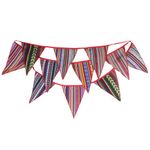 G2PLUS Boho Fabric Bunting Banner - 3.3M Bohemian Outdoor Garland - Summer Cotton Bunting with 12PCS Double Side Pannants for Decorating Children's room, Camping Trips