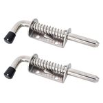 2pcs Spring Loaded Latch Pin, 5 Inch/128mm Stainless Steel Barrel Bolt, Garage Door Lock, Heavy Duty Spring Loaded Gate Latch with Grip for Doors, Shelves, Yard Gate and Garage -10 x 128mm