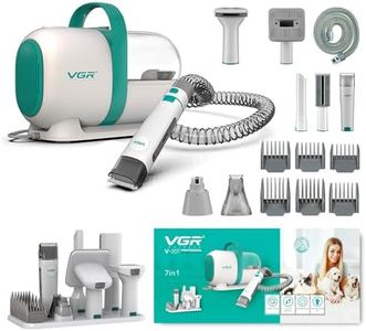 VGR V-207 Professional 7-in-1 Pet Grooming Kit & Vacuum with High Suction Power, Rechargeable Pet Clipper with 180 Minutes Use | Complete Grooming Solution for Dogs and Cats (300 Watts, White)