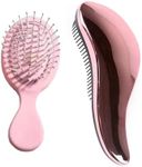 2 Pcs detangling brush, hair brush, anti-tangle massage comb, hair styling tool for women men and children, for all hair types - dry and wet hair. (Champagne + Pink)