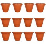 Virajsanchi Round Pots for Plants | Indoor and Outdoor Flower Pot for Home/Office/Table/Garden/Balcony Decoration | 8 inch (Set of 12) | Heavy Duty Highly Durable Plant Container Gamla (12)