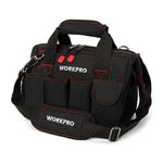 Workpro W081020A Close Top Wide Mouth Storage Tool Bag, ,Black&red,12-inch