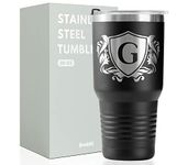 Onebttl Personalised Gifts for Men with Initial G, Monogrammed Travel Tumbler for Him, Custom Coffee Cups, Unique Birthday Christmas Gifts for Men who Have Everything, Black, 30oz, UC BST 30OZMEN G