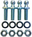 (4 Pack) 10mm Ball Studs With Hardware - 5/16-18 Thread x 1" Long Shank - Gas Lift Support Strut Fitting