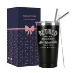 Elegantpark Retirement Gifts for Men Women 2024 Wine Tumbler with Straw Retirement Tumbler Retired Gifts for Dad Uncle Coworkers Boss Retired Friends Teacher Travel Mug Coffee Tumbler 20 oz Black