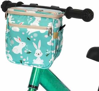 ZKIXUIWI Kids Bicycle Basket Bike Handlebar Bag Organizer, Children's Front Bike Decoration Accessory for Girls & Boys, Kid Bike Bag Fits for Balance Bike, Tricycle, Scooter (Bunny)