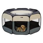 amazon basics, Foldable Soft Pet Playpen Indoor Pet Fence Enclosure with Mesh Window, Lightweight and Durable for Travel, Large | 120cm x 120cm x 59cm