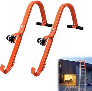 Heavy Duty Ladder Roof Hook with Wheel Rubber Grip T-Bar, Extension Ladder Stabilizer, Ladder Stabilizer for Roof, 500 lbs Weight Capacity, Fast and Easy Setup to Access Steep Roofs (Orange-2Pcs)