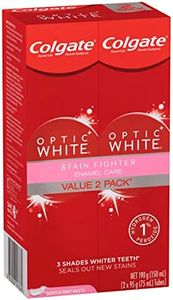 Colgate Optic White Stain Fighter Teeth Whitening Toothpaste Value 2 Pack, 2 x 95g, Enamel Care