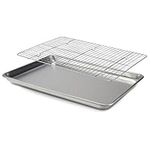 Checkered Chef Baking Sheet and Cooling Rack Set - 13 X 18 Inch Aluminum Cookie Sheet Tray w/ Stainless Steel Rack - Heavy Duty, Oven Pans, and Wire Rack for Cooking - 1 Pack