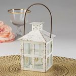 Kate Aspen White Vintage Distressed Rustic Candle Holder Decorative Lantern (6 Inch), Wedding Decoration, Centerpiece, Farmhouse Decor, Shelf Decor